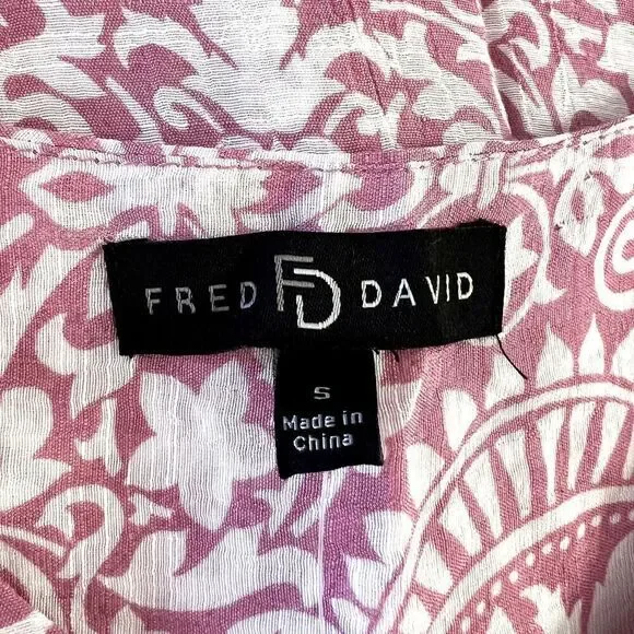 FRED DAVID Women's 3/4 Sleeve High-low Blouse Pink/White Size S Rayon/Polyester - Picture 3 of 10